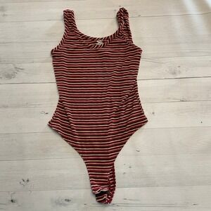 Jo & co red‎ striped bodysuit tank small